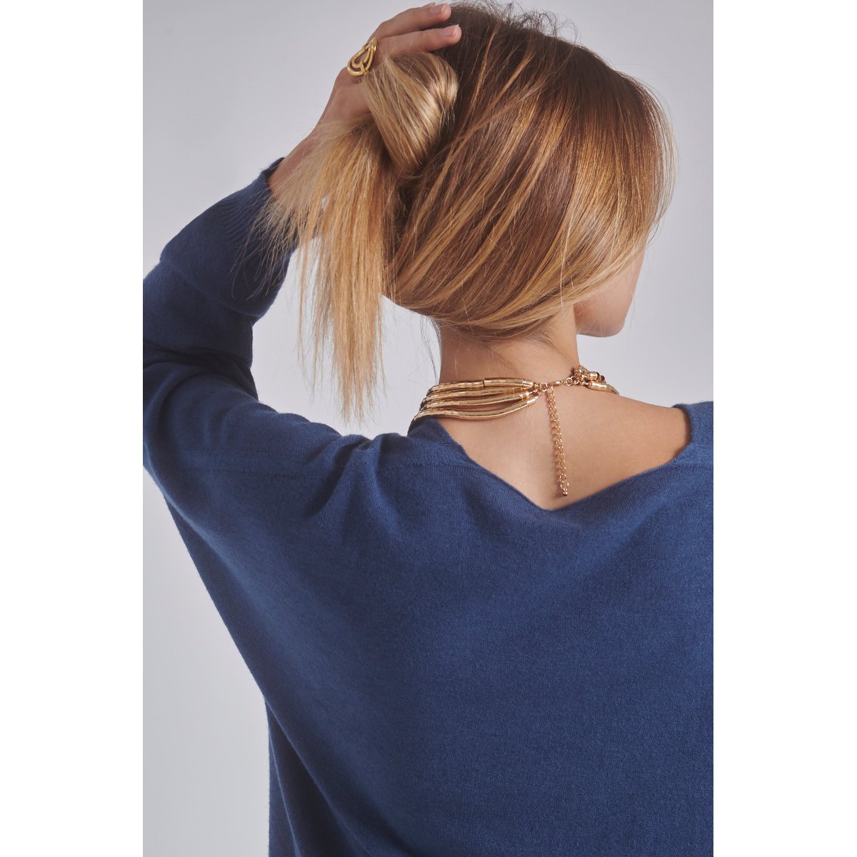 Pull maille fine YVAN bleu pétrole, BENOA