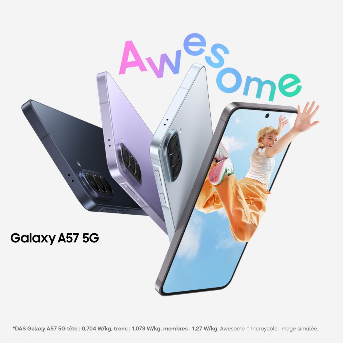 Smartphone Galaxy A57 5G 128Go Lavande couleur unique, SAMSUNG