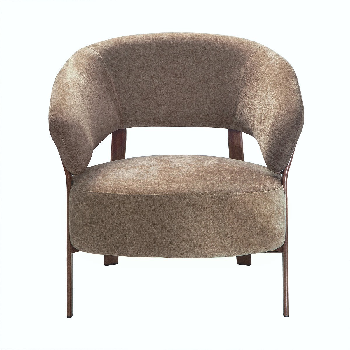 Fauteuil en tissu beige pieds effet noyer LIV beige, CALICOSY