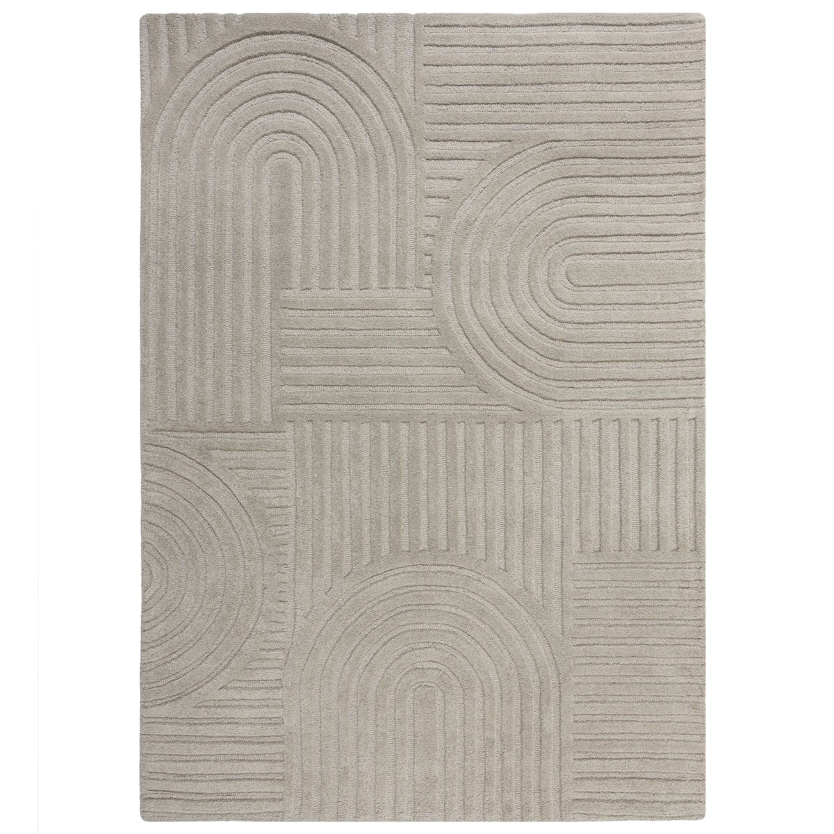 Tapis salon et chambre pure laine fait main SUNRISE gris, NOVATREND
