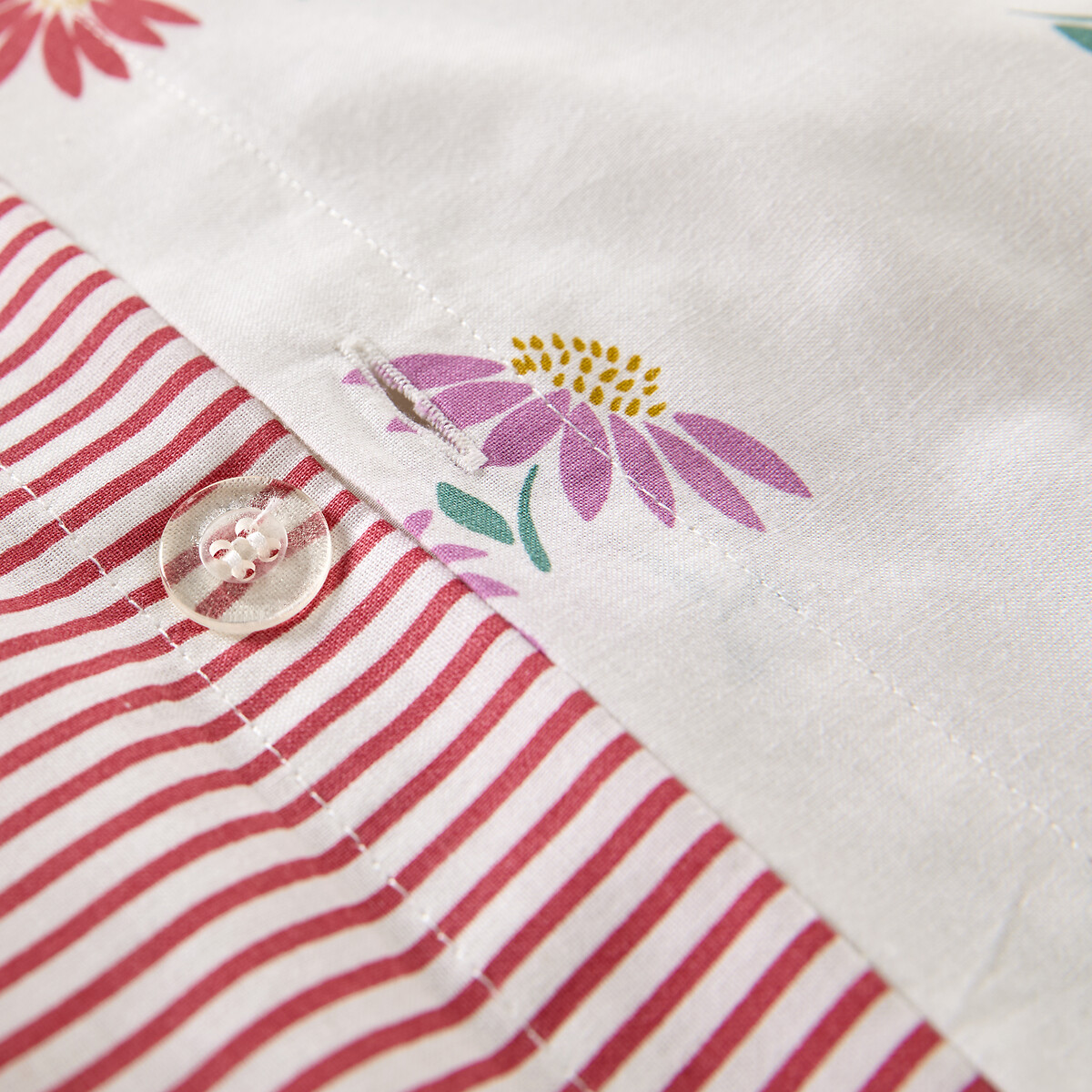 Danya 30% Recycled Cotton Duvet Cover Set with Rectangular Pillowcase floral print/striped, LA REDOUTE INTERIEURS