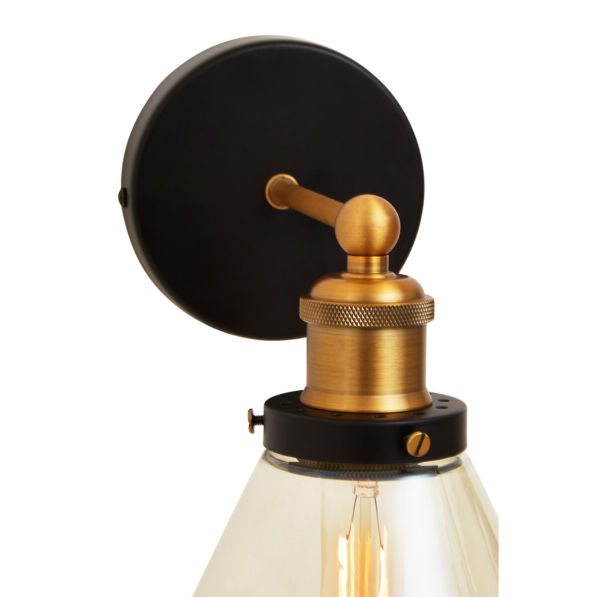 Trinny Wall Light with Glass Shade in Matte Black black, FIFTY FIVE SOUTH