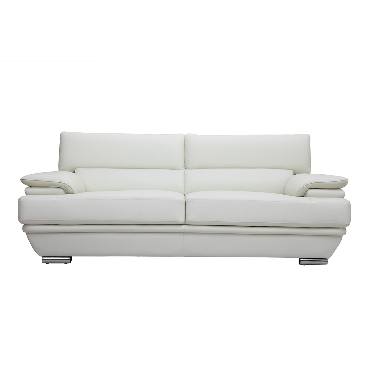 Canapé design avec têtières ajustables 3 places EWING blanc, MILIBOO