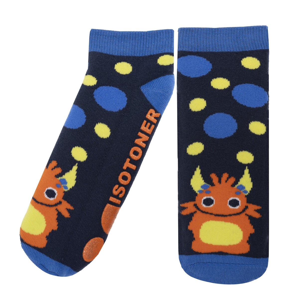 Chaussettes anti-dérapantes coton, picots antidérapants bleu, ISOTONER