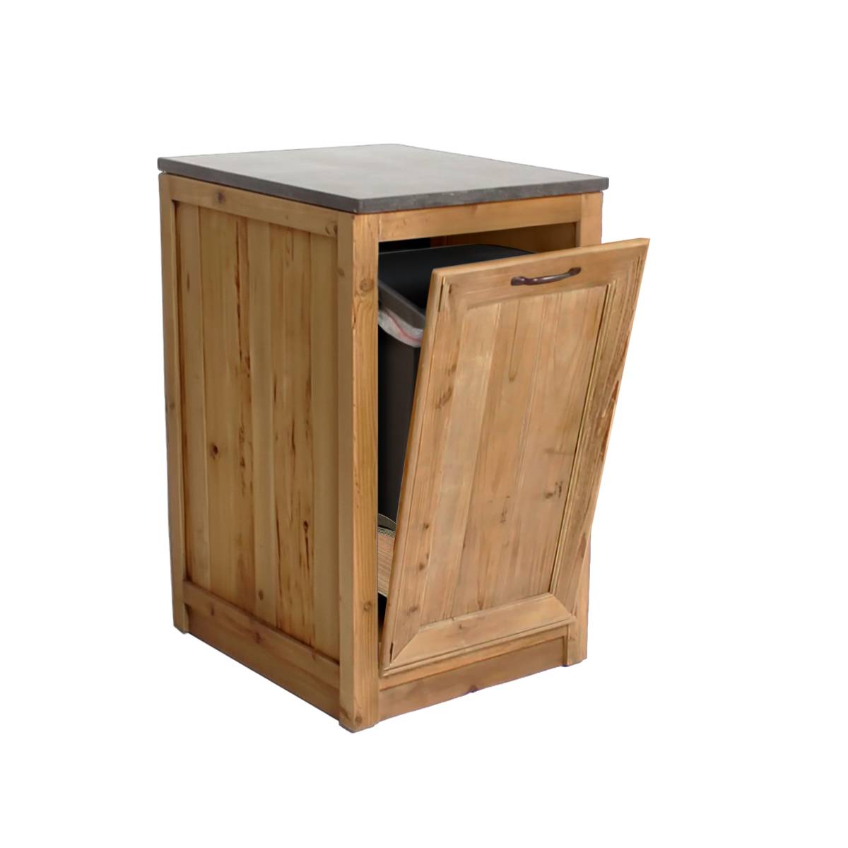 Meuble bas de cuisine en bois recyclé et pierre bleue CHAMPÊTRE bois clair, MADE IN MEUBLES