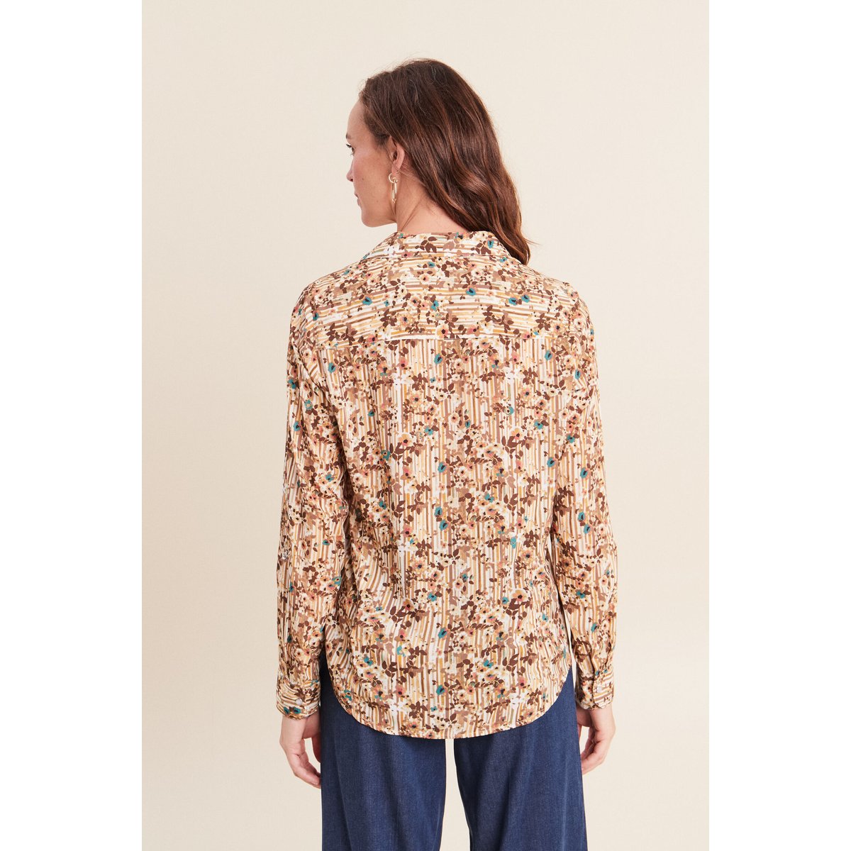Chemise ajustée manches longues marron, BREAL