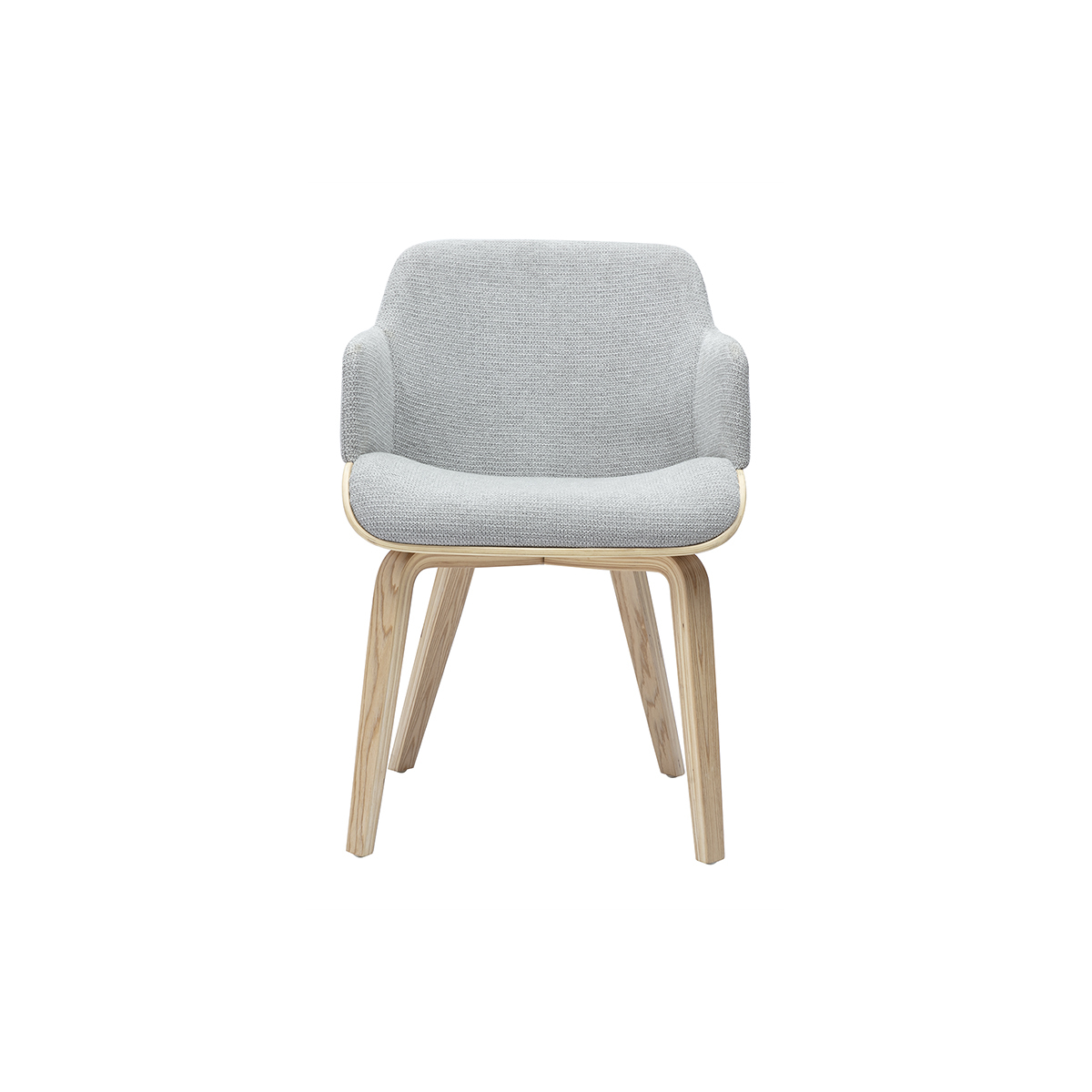 Chaise en tissu chenille gris et bois clair EARL gris, MILIBOO