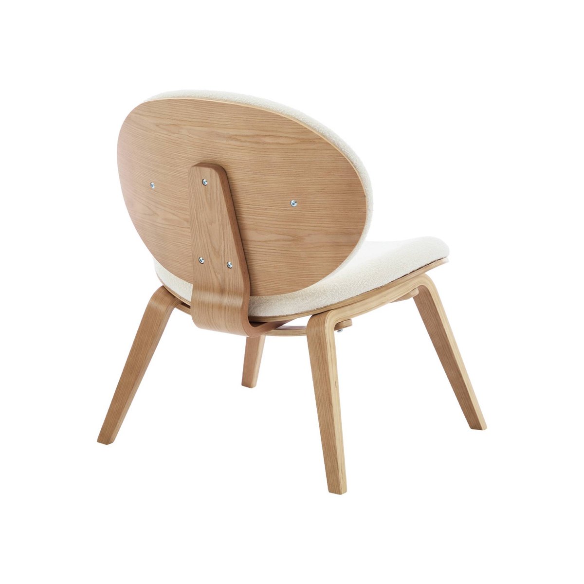 Fauteuil relax décor bois courbé et bouclette texturée INES noyer, SWEEEK