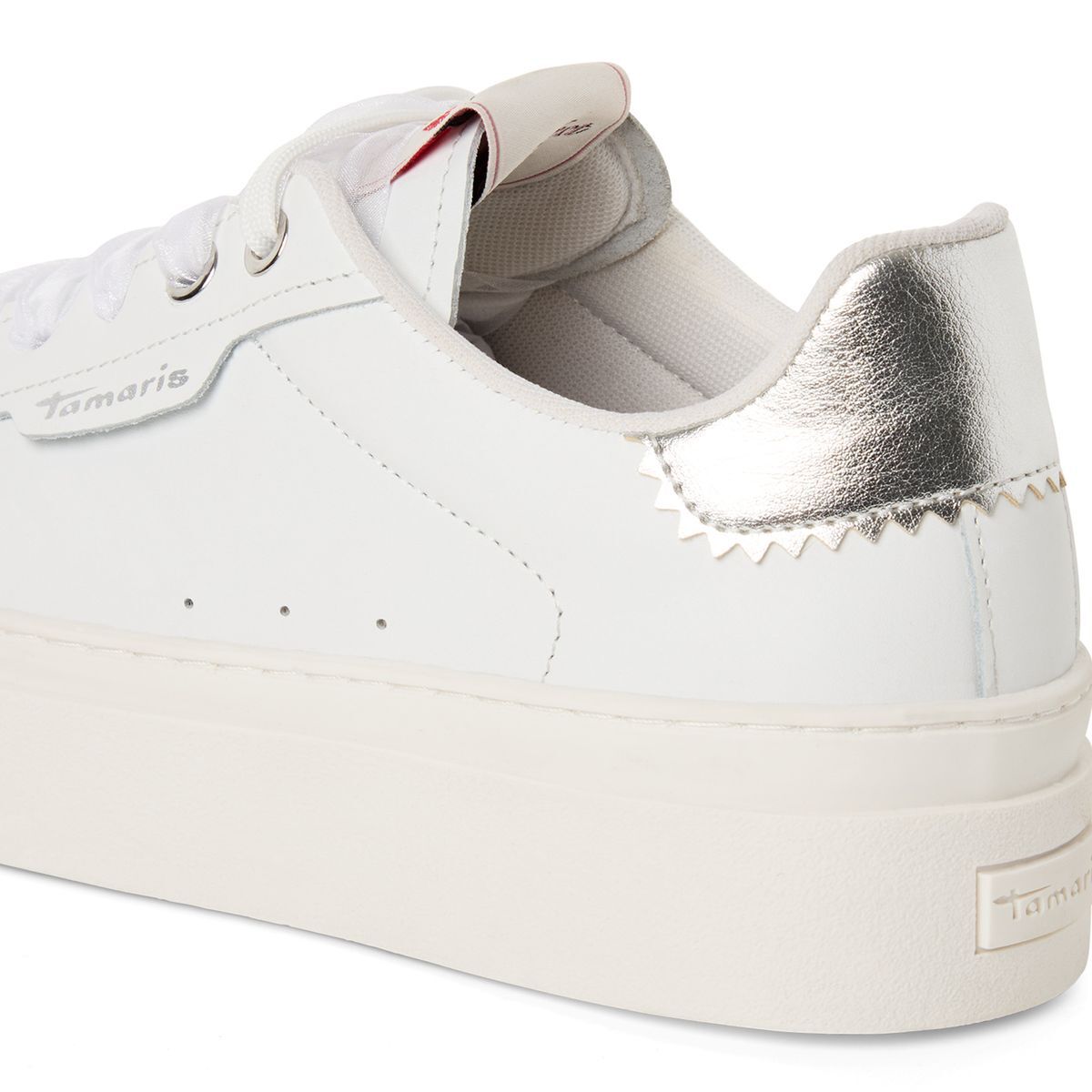 Basket à lacets blanc cuir, TAMARIS