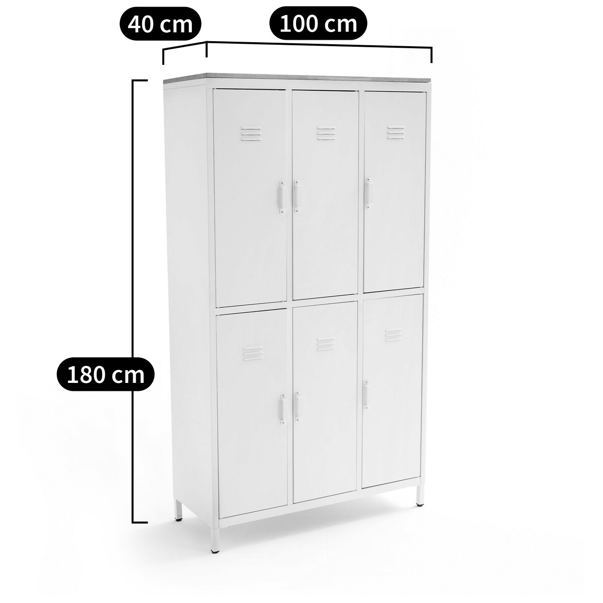 Armoire/Vestiaire 6 portes métal acier, chêne Hiba gris anthracite, LA REDOUTE INTERIEURS