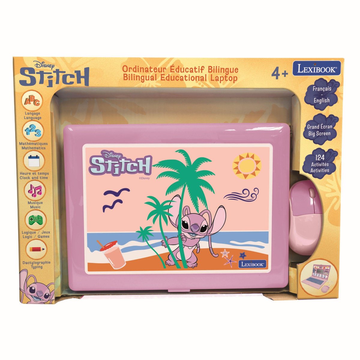 Ordinateur portable éducatif bilingue Disney Stitch (FR/EN) rose, LEXIBOOK