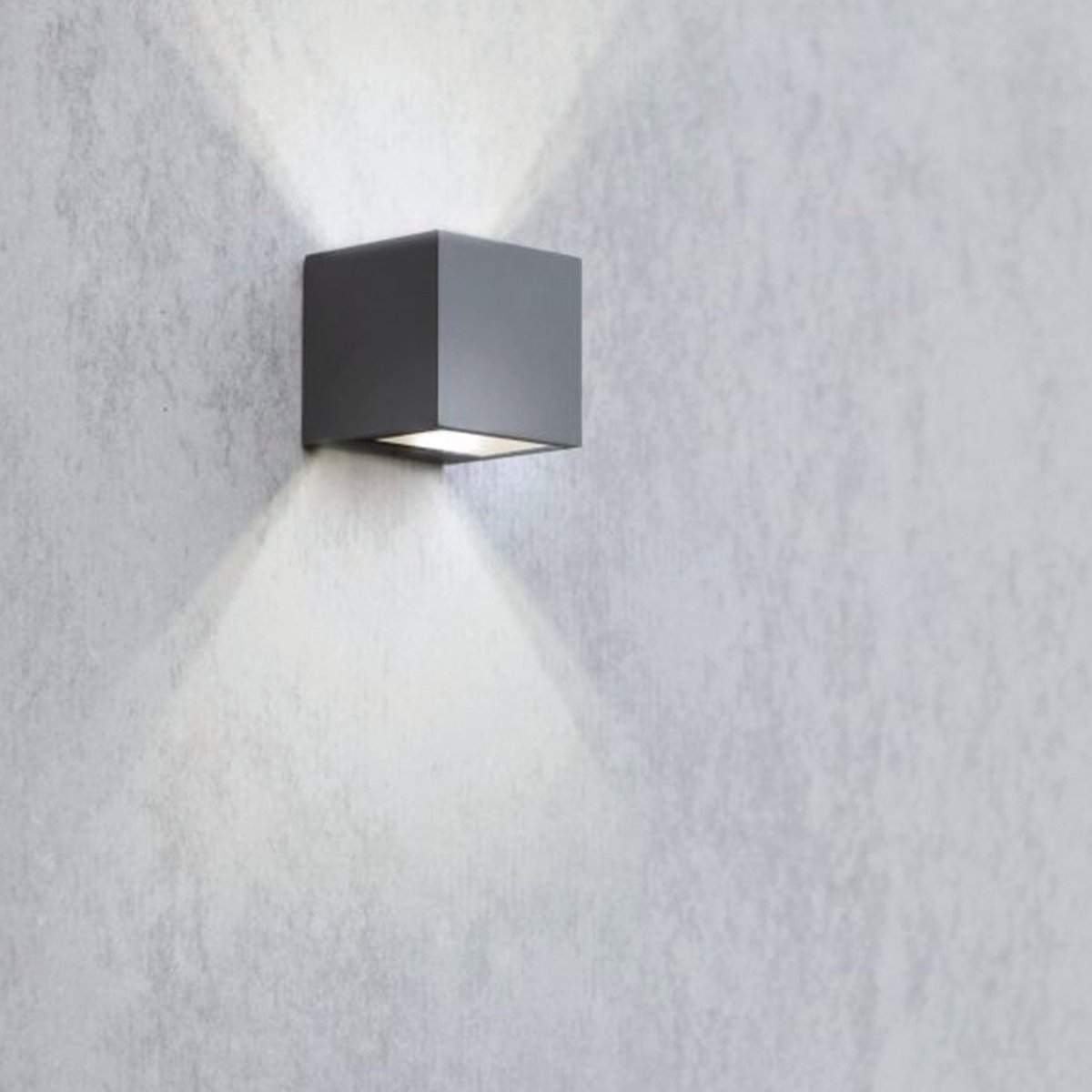 Applique murale d'extérieur sur secteur GEMINI XF BLACK aluminium noir LED blanc chaud H11cm dark grey, LUMISKY