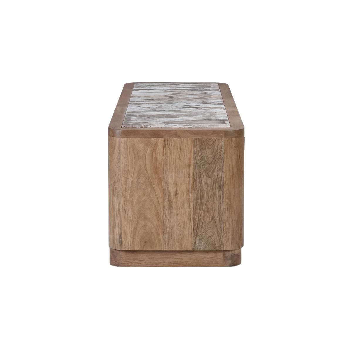 Meuble TV en manguier et marbre LUMEYA bois clair, MADE IN MEUBLES 