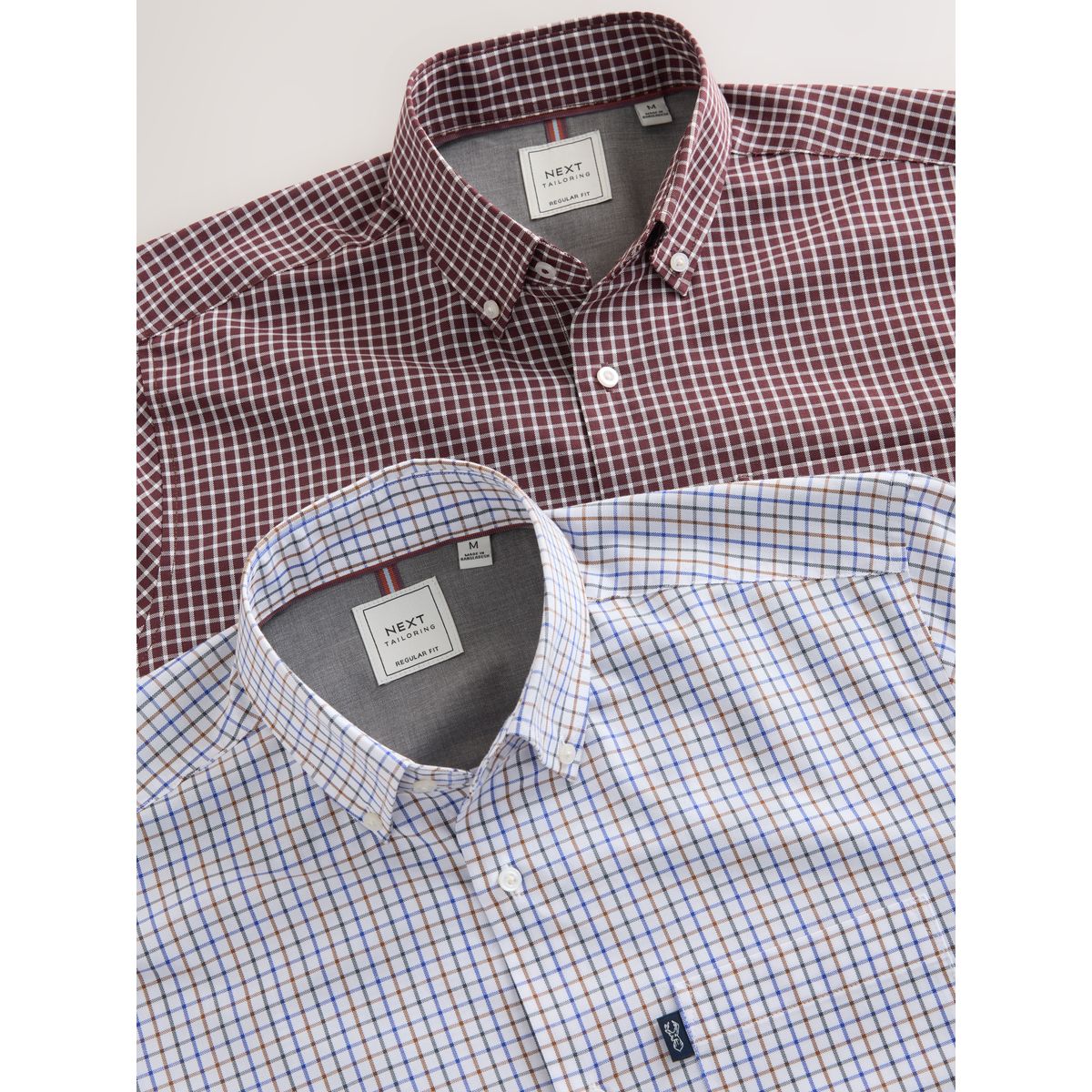 Chemise oxford , lot de 2 carreaux blancs/bordeaux, NEXT