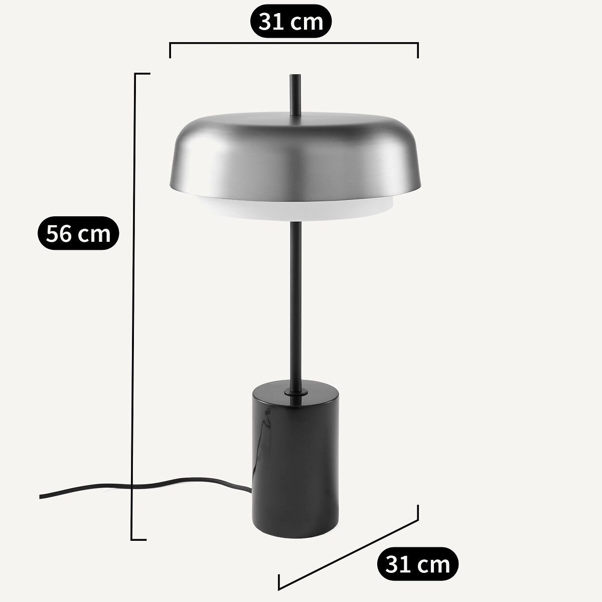 Lampe droite métal et marbre, Clepsos moka, AM.PM