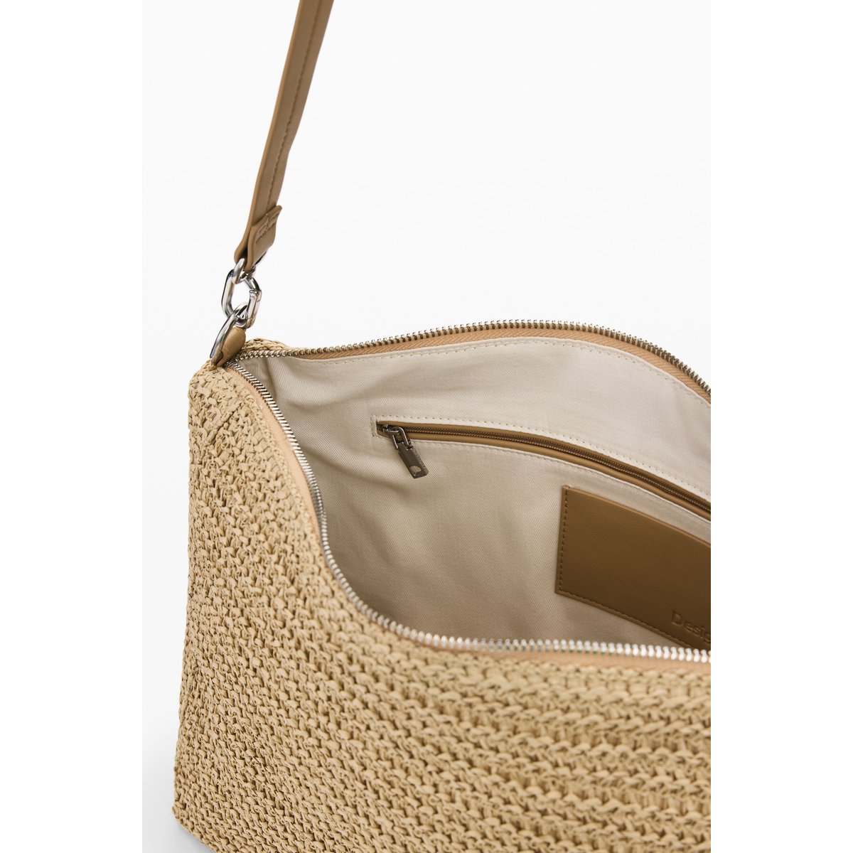 Grand sac en raphia charms blanc, DESIGUAL