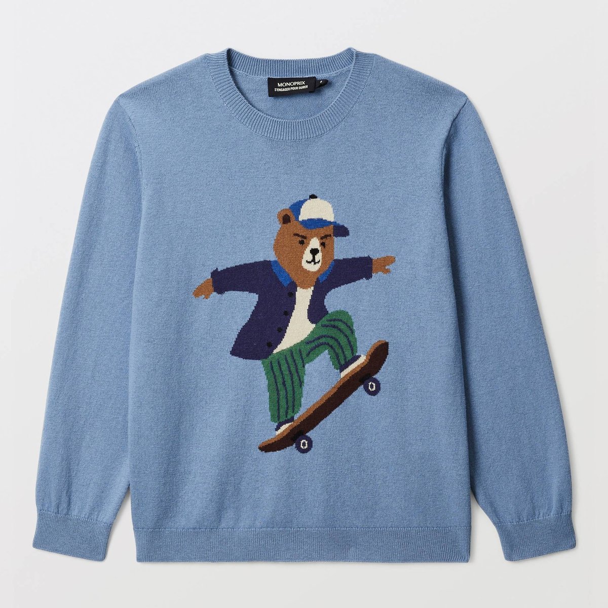 Pull avec motif brodé contenant de la laine tornade, MONOPRIX