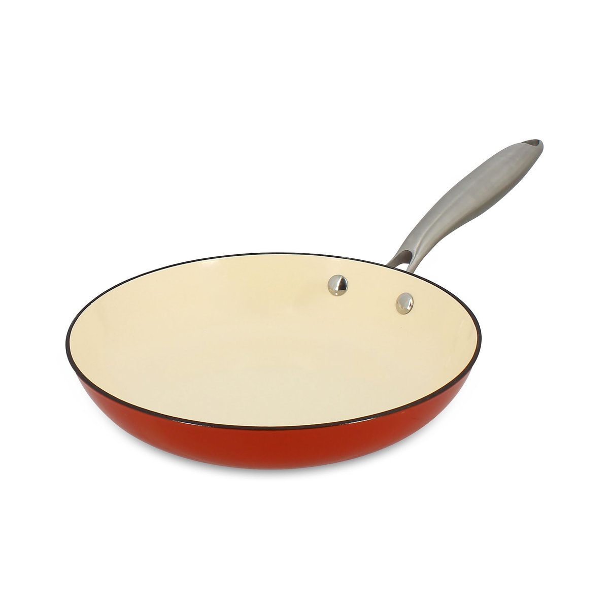 Poêle 24cm en fonte et émail, MONTAGNE beige-terracotta, MENASTYL