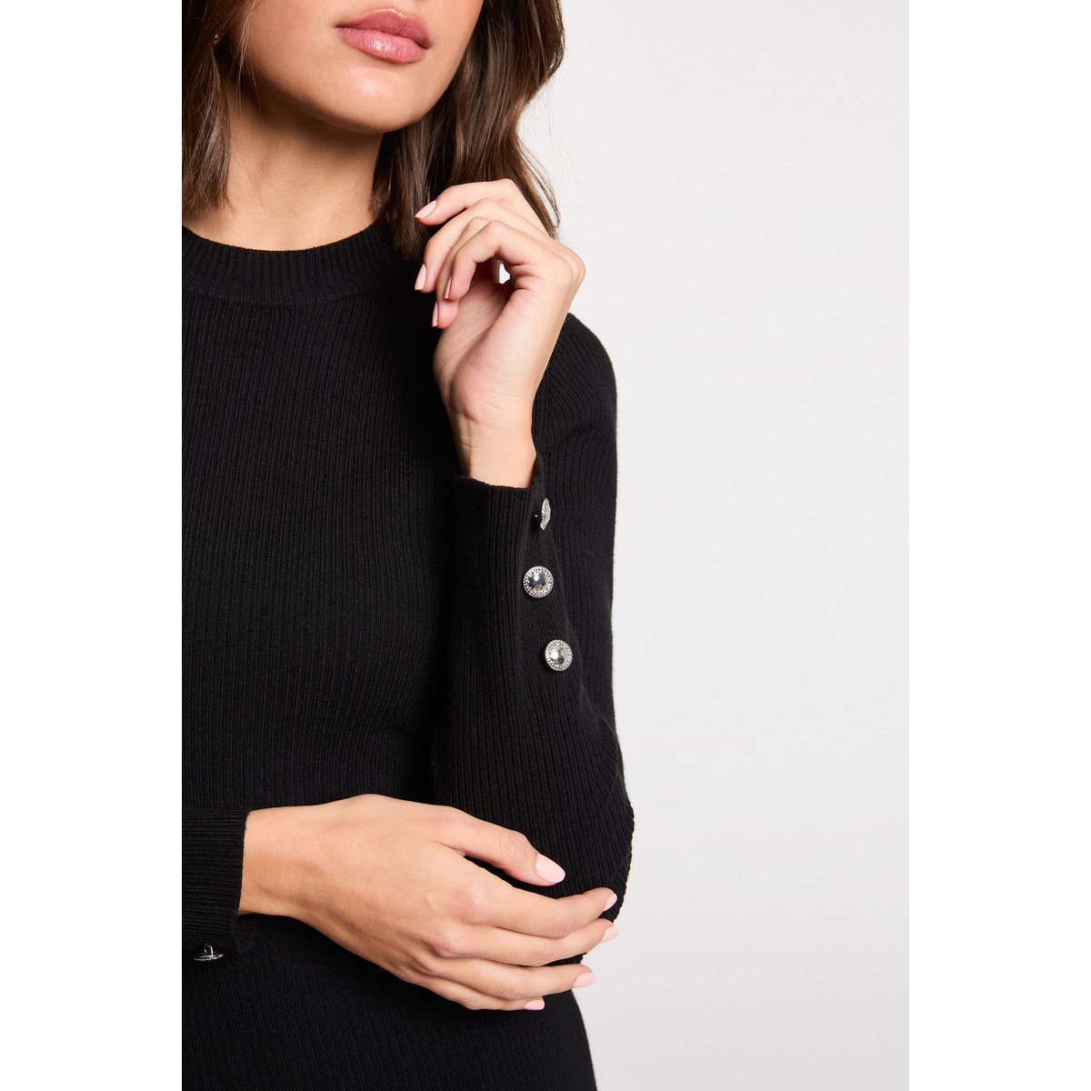 Robe courte col rond noir, MORGAN