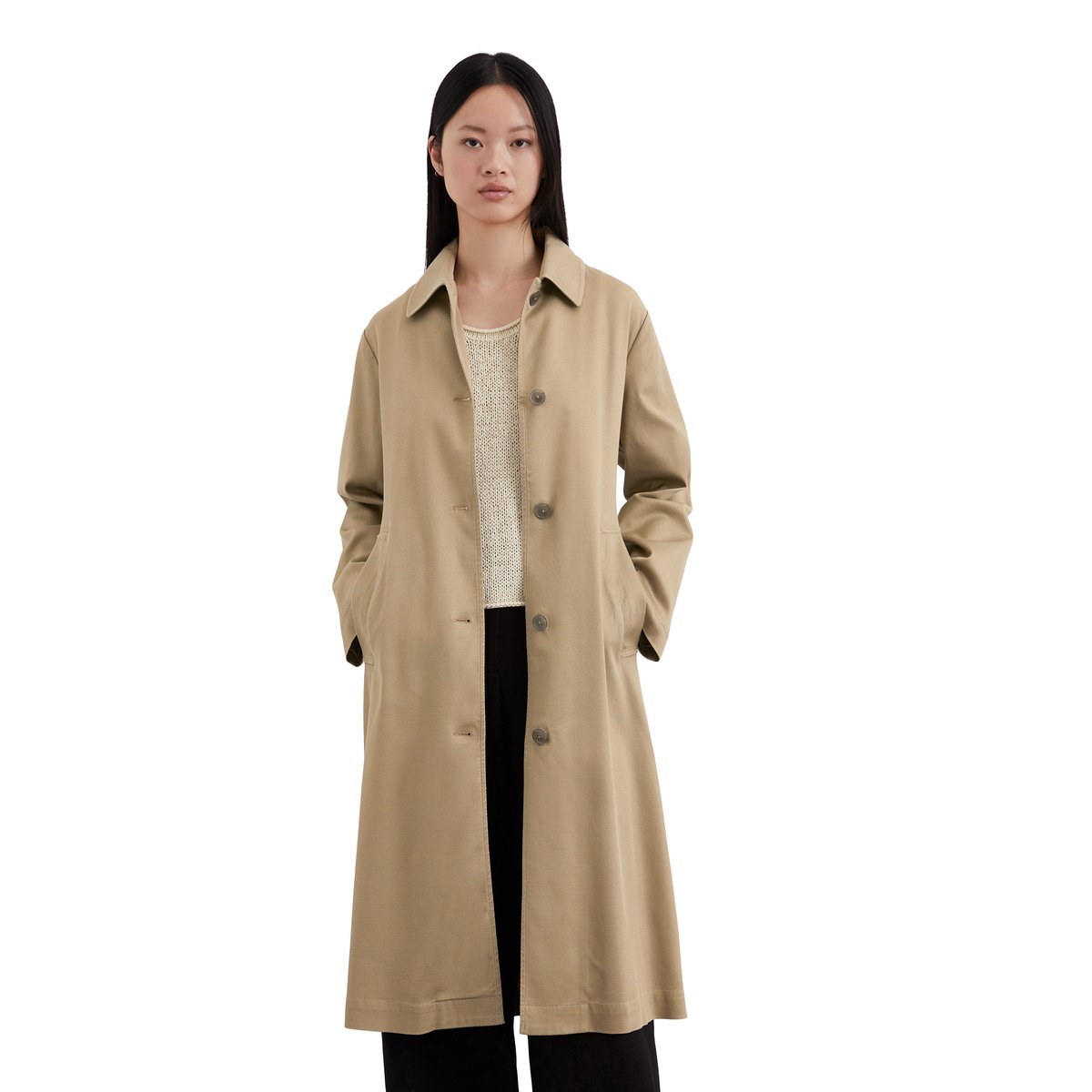 Car Coat fluide relaxed en sergé de lyocell beige, MARC O'POLO