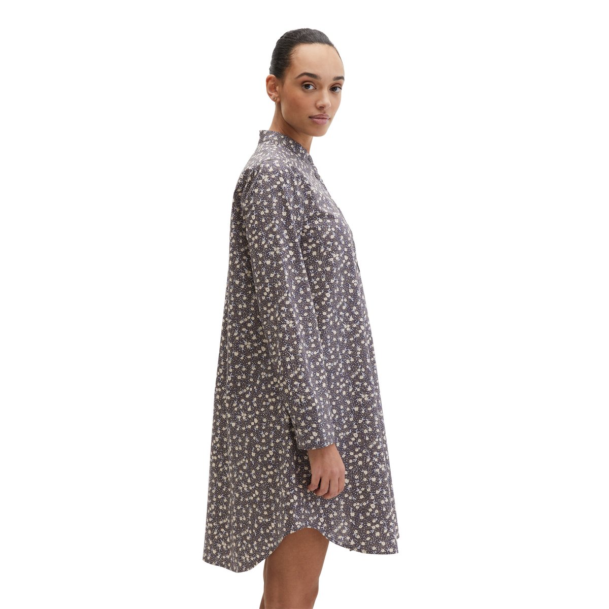 Robe chemisier relaxed en popeline Papertouch gris, MARC O'POLO