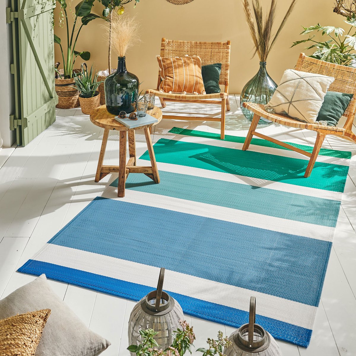 Tapis dégradé extérieur CAPRI vert, NAZAR RUGS
