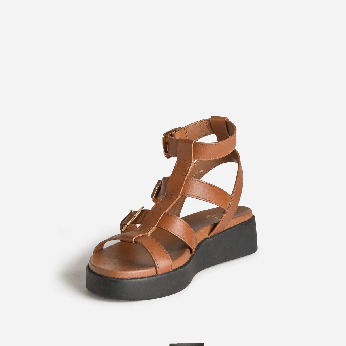 Sandale Plate en cuir NIKITA. cognac, ERAM
