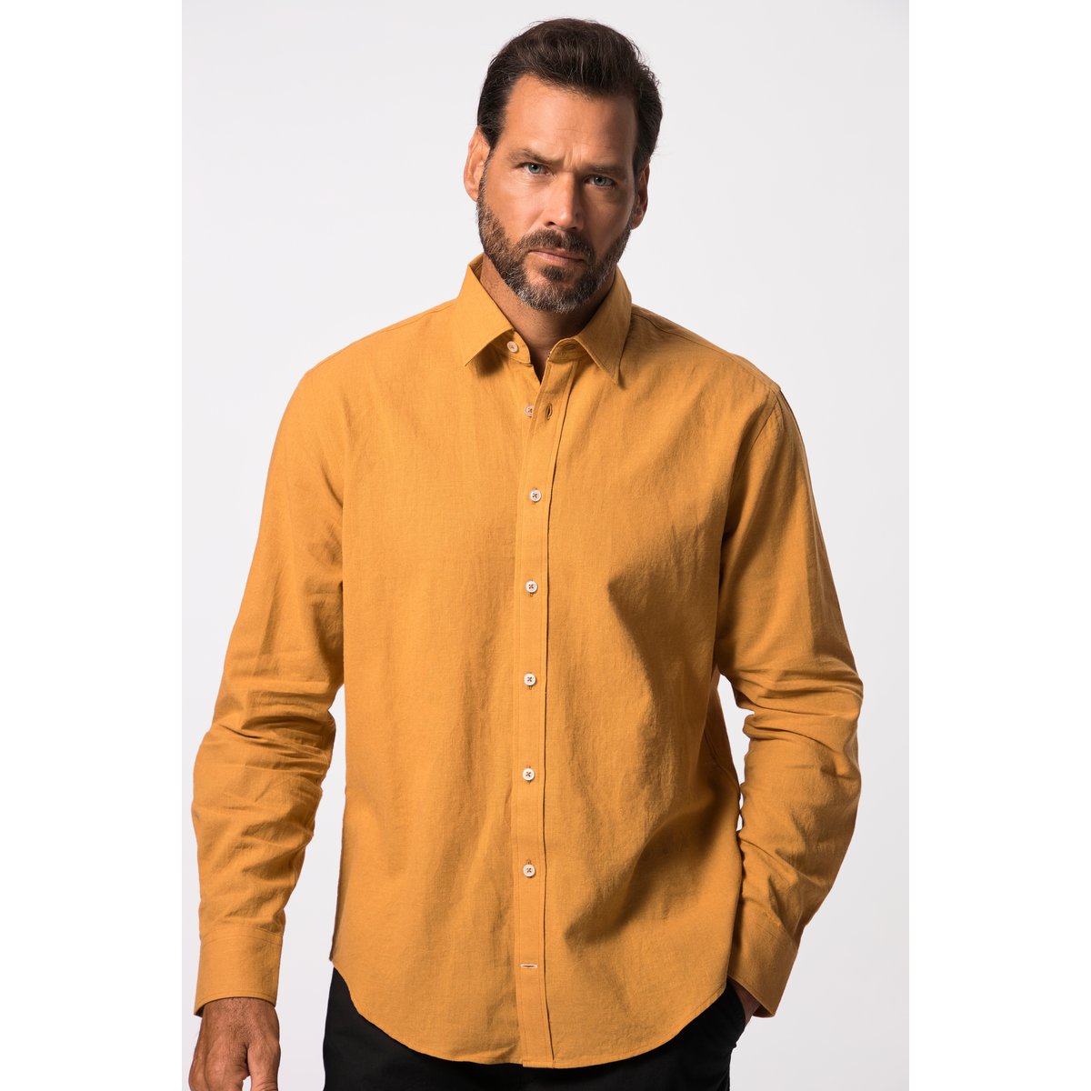 Chemise en lin mélangé curry, JP1880