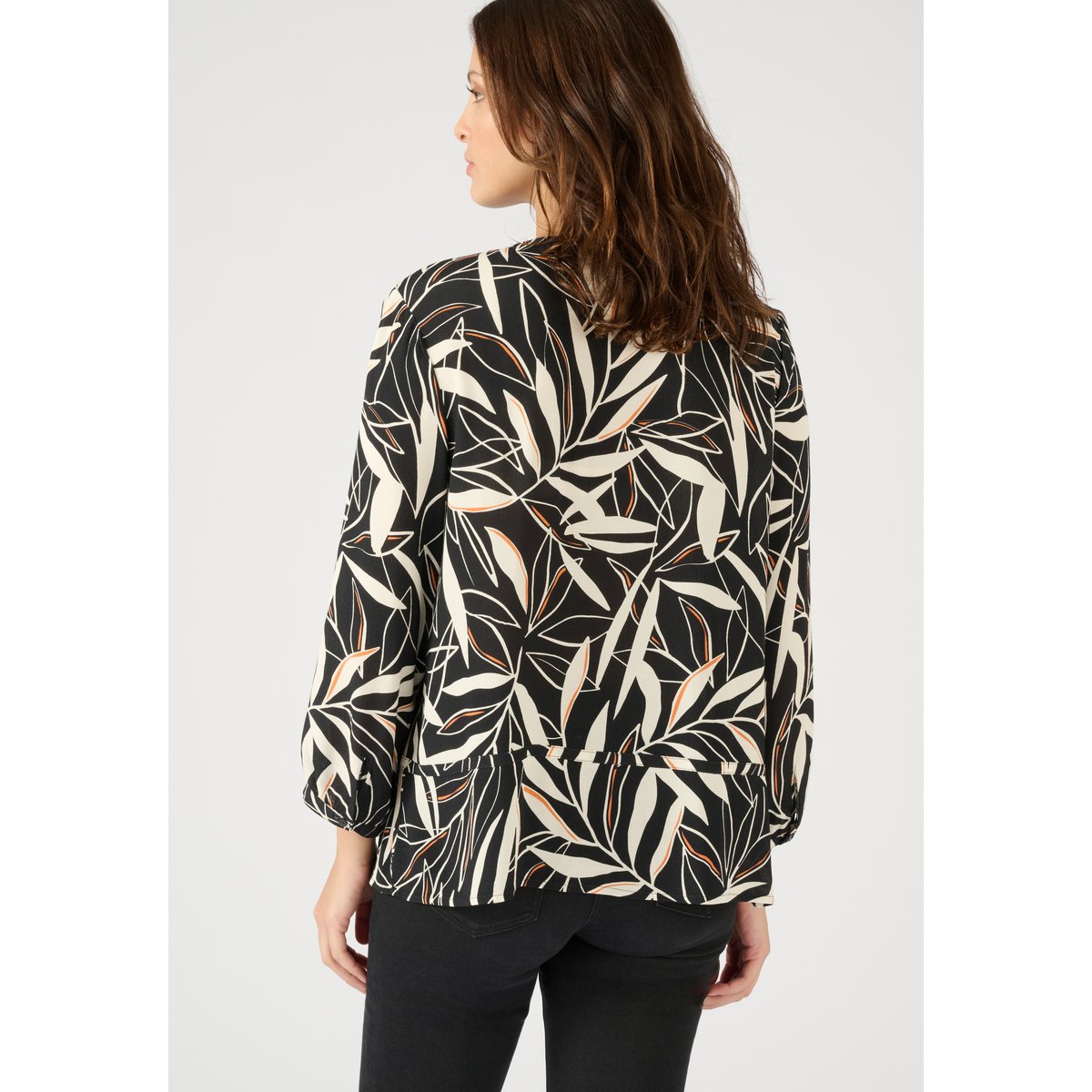 Chemisier tissu crêpe pure viscose noir feuillage, DAMART