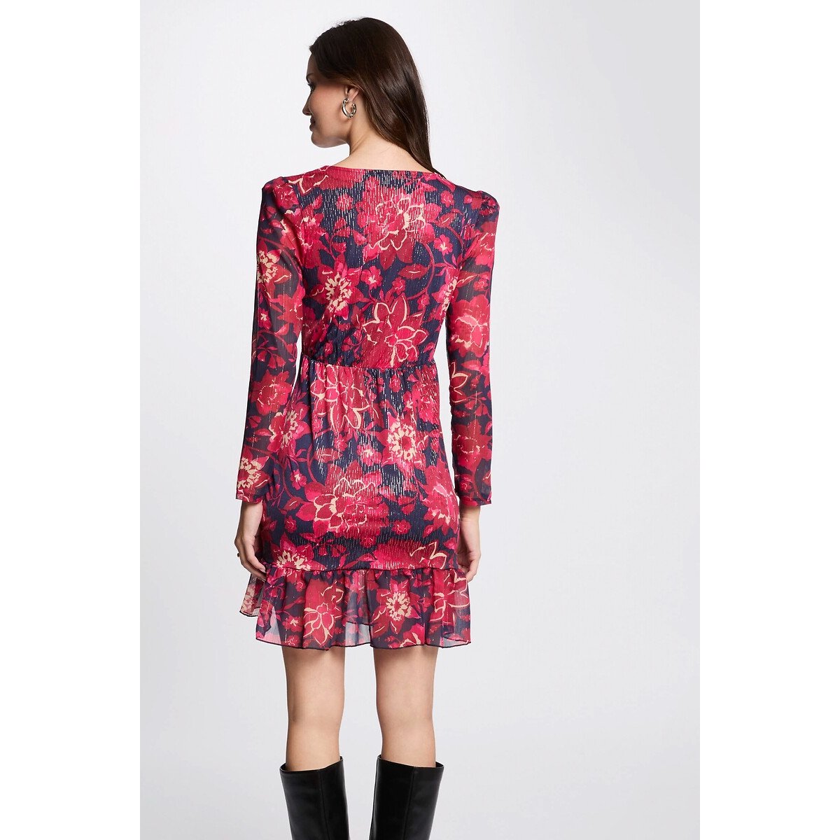 Robe courte ajustée imprimée imprimé floral, MORGAN