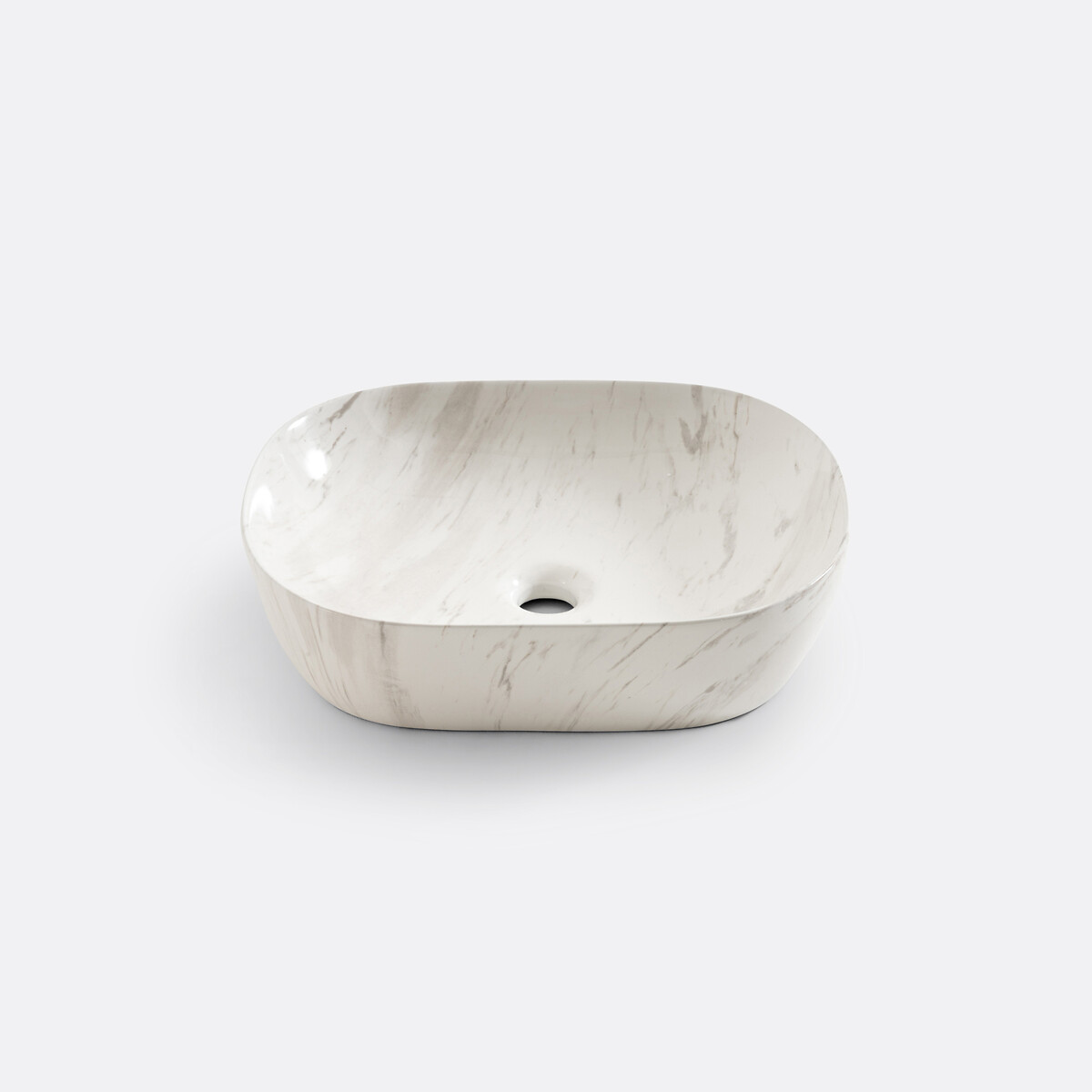 Vasque ovale céramique effet marbre, Mabel blanc/gris imprimé, LA REDOUTE INTERIEURS