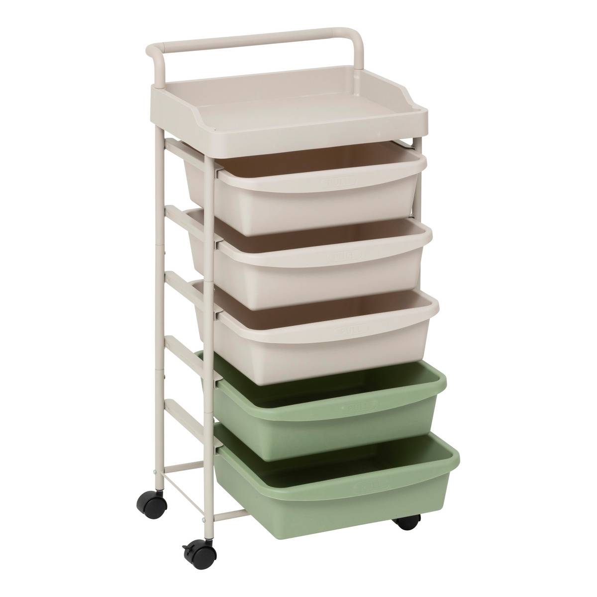 Tour de rangement 5 tiroirs avec roulettes en acier et plastique DESKOLOR beige, 5FIVE SIMPLY SMART