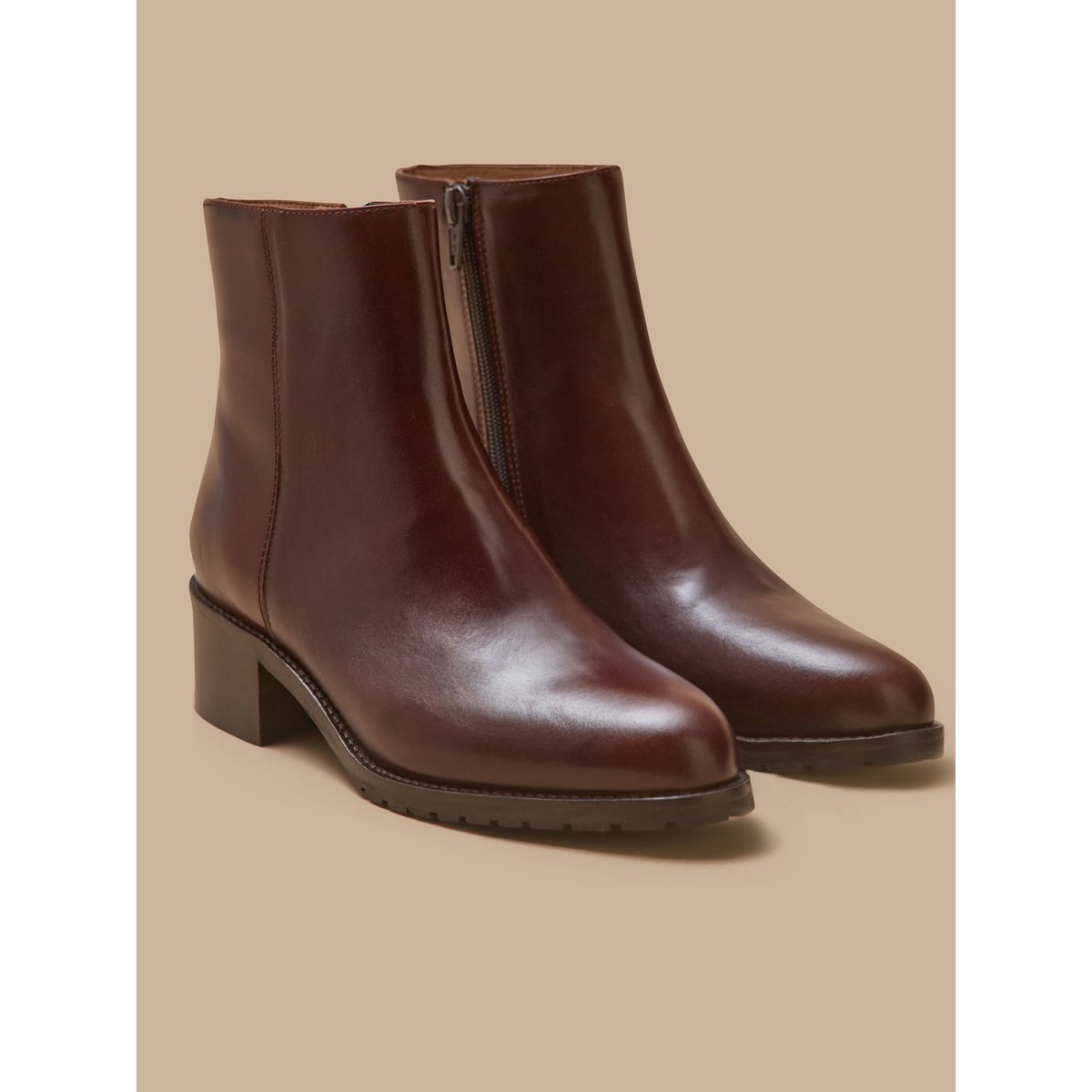 Boots à talon cuir tan, CYRILLUS