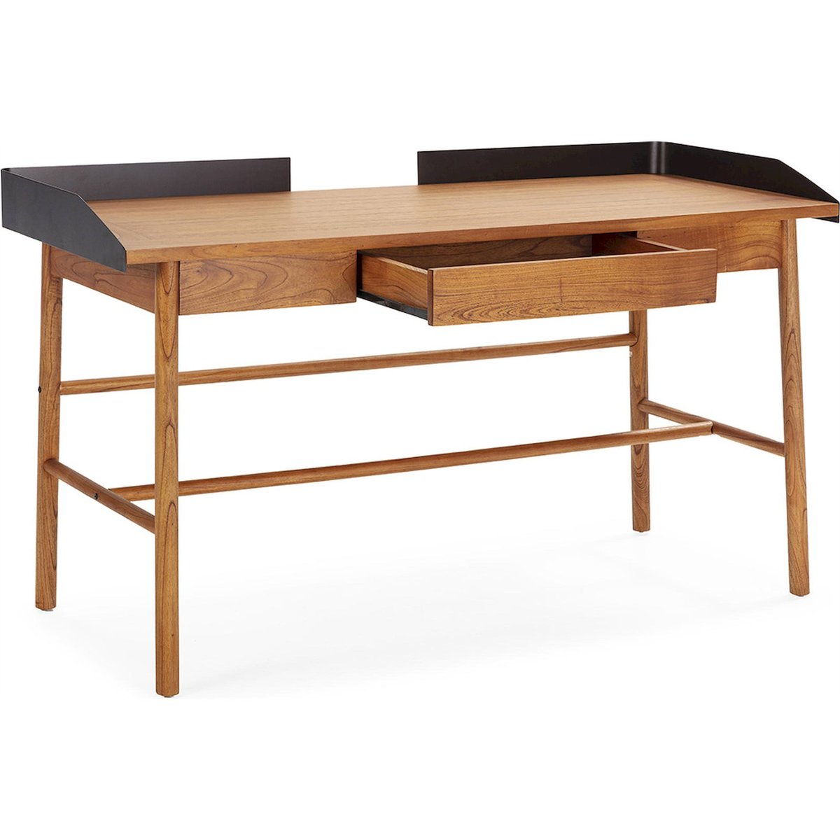 Bureau en bois mindi et métal bois naturel et noir mat, RECOLLECTION