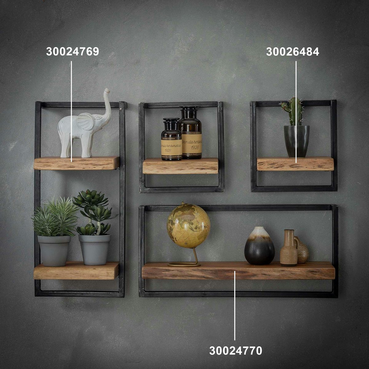 Etagère murale moderne bois et métal 30 cm MELBOURNE bois naturel, PIER IMPORT