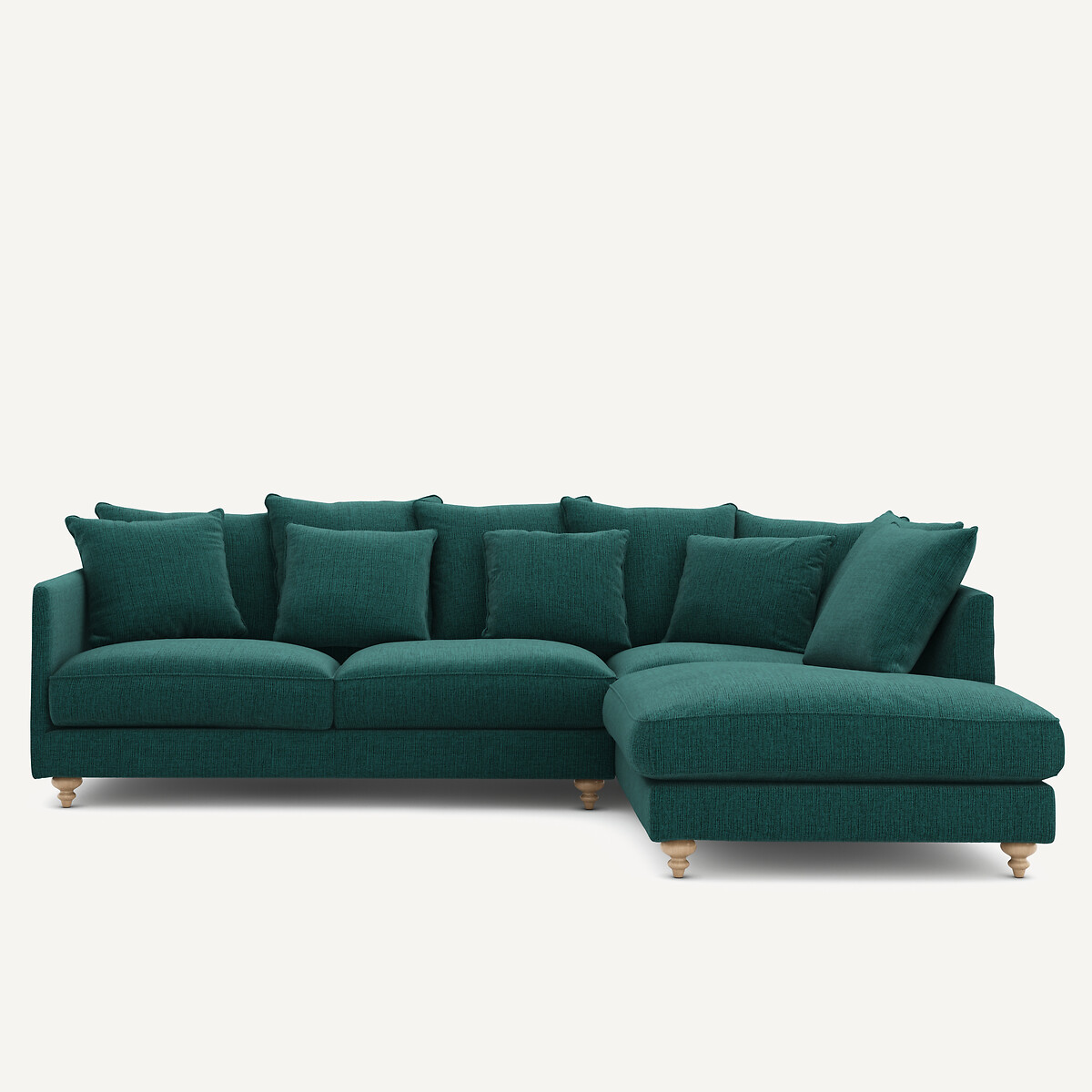 Canapé d'angle convertible, en toile jaspée, LAZARE vert de minuit, AM.PM