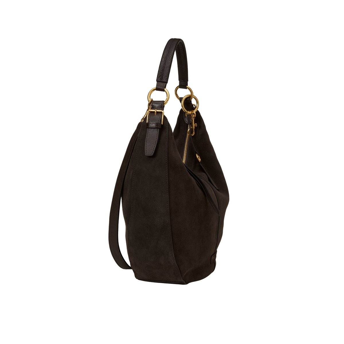 Sac à bandoulière modèle Philine moyen en cuir velours souple marron, MARC O'POLO