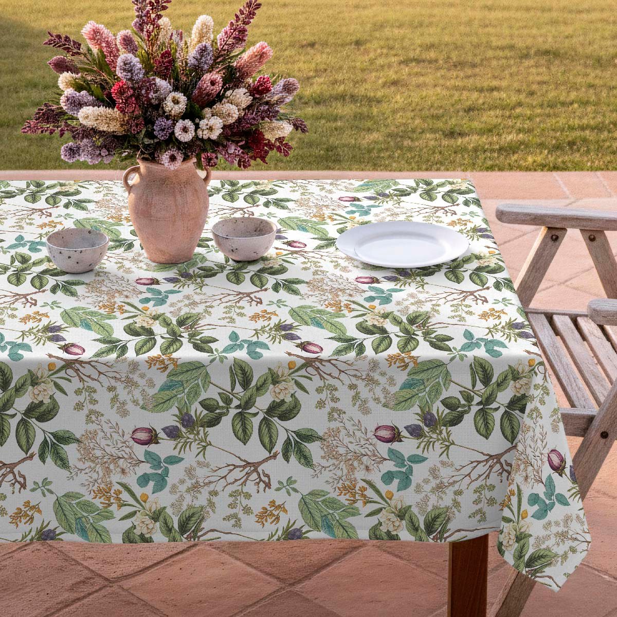 Nappe anti-taches Botanic - 100% coton - vert, NAF NAF HOME