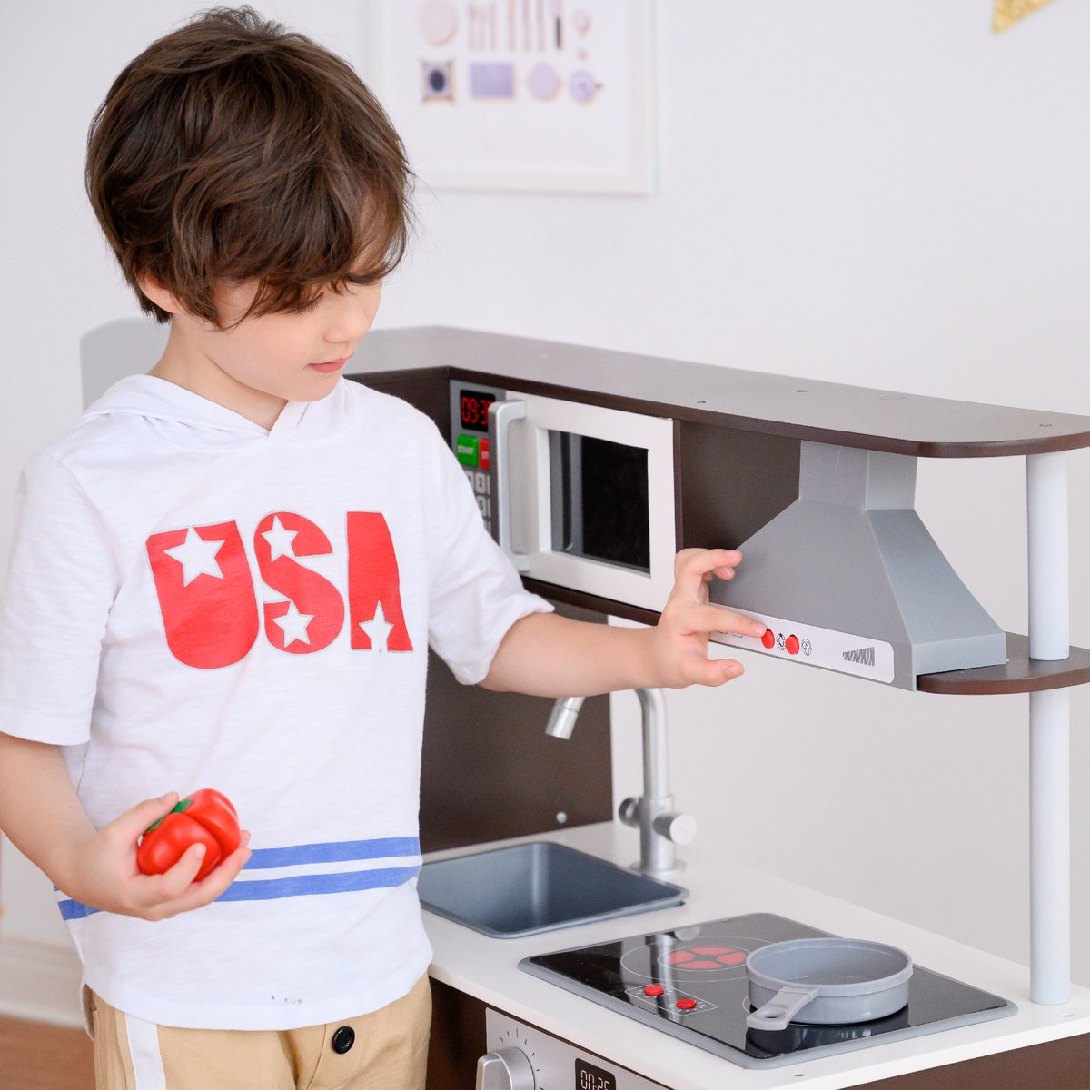 Cuisine Enfant Lumière Sonore LITTLE CHEF gris, TEAMSON KIDS