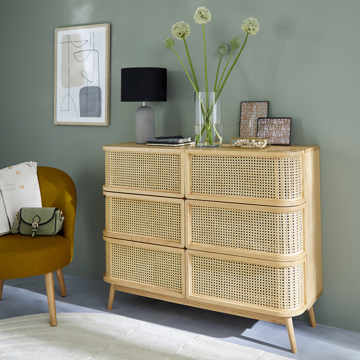 Kommode Laora mit 6 Rattanschubladen natur, LA REDOUTE INTERIEURS