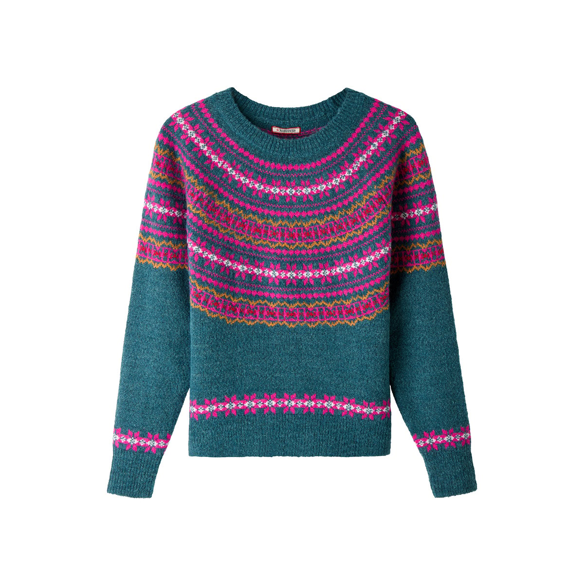 Pull Jacquard Fair Isle Balades d'Hiver vert, JOE BROWNS