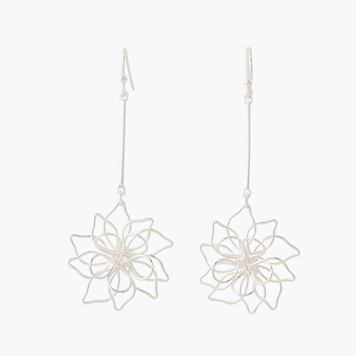 Boucles d'oreilles pendantes à fleurs argentées argenté, BALABOOSTE