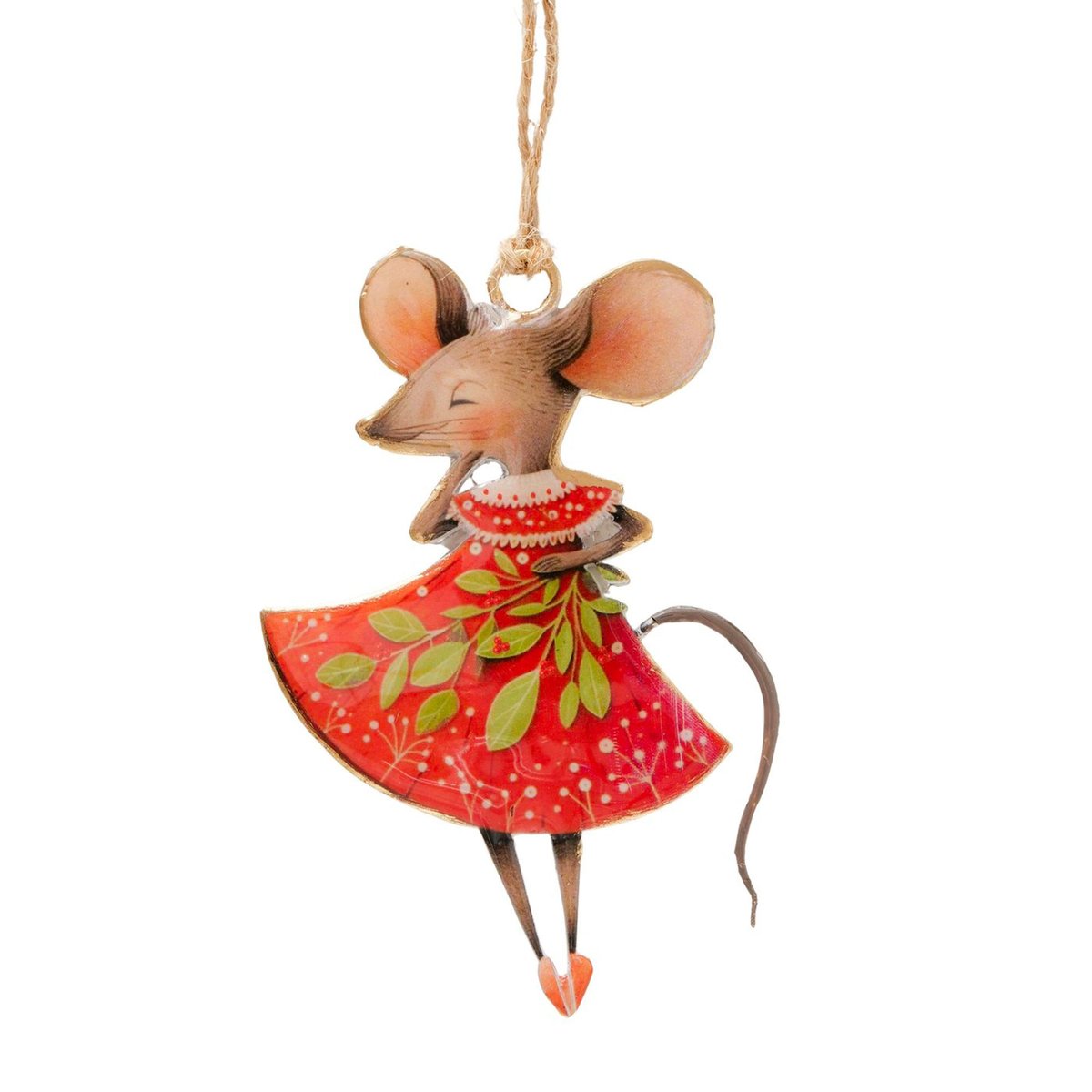 Set de 3 boules de Noël en métal famille souris 6.5x1x10.5cm multicolore, WADIGA