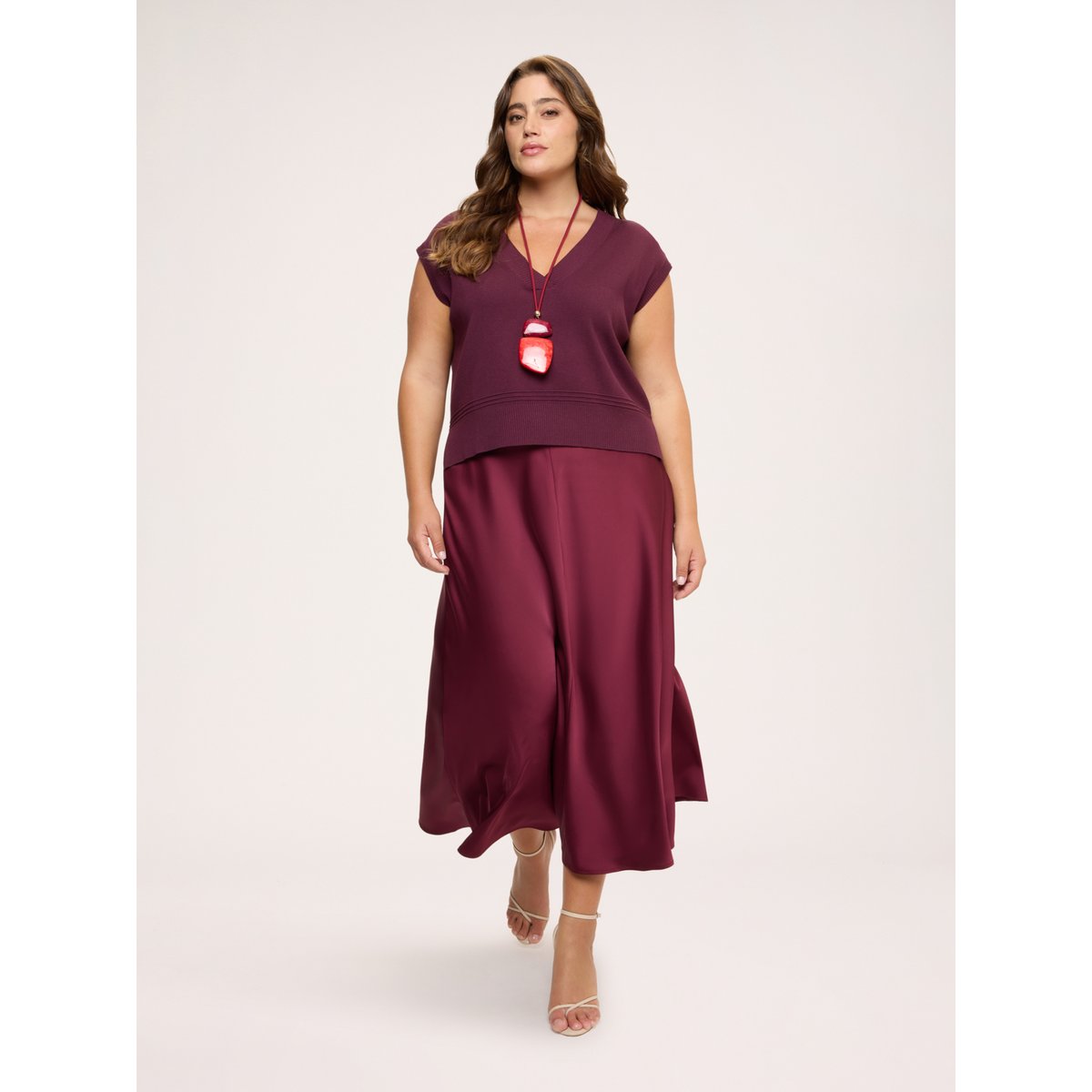 Gilet à col en V burgundy, FIORELLA RUBINO