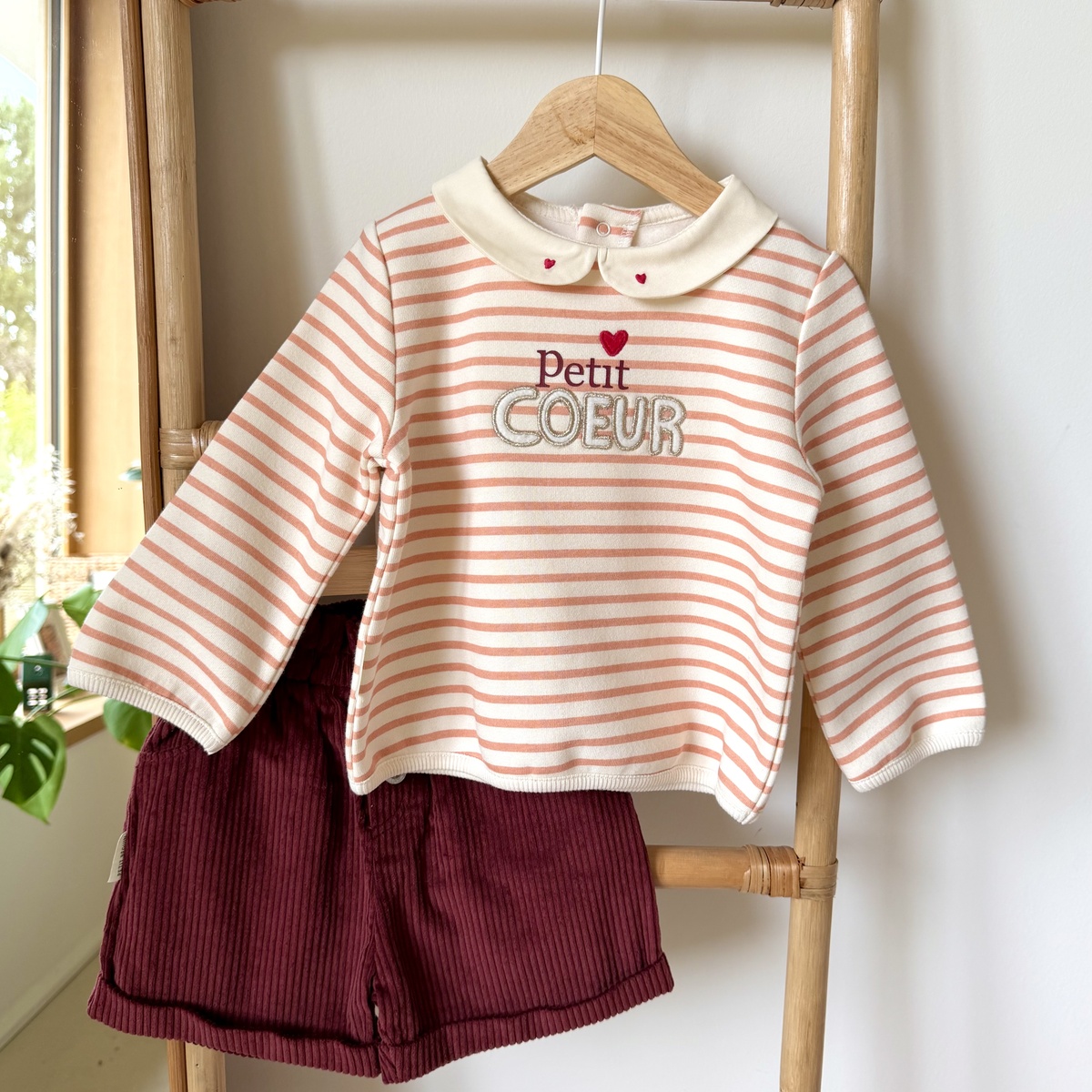 Short enfant en velours côtelé Aimée bordeaux, PETIT BEGUIN