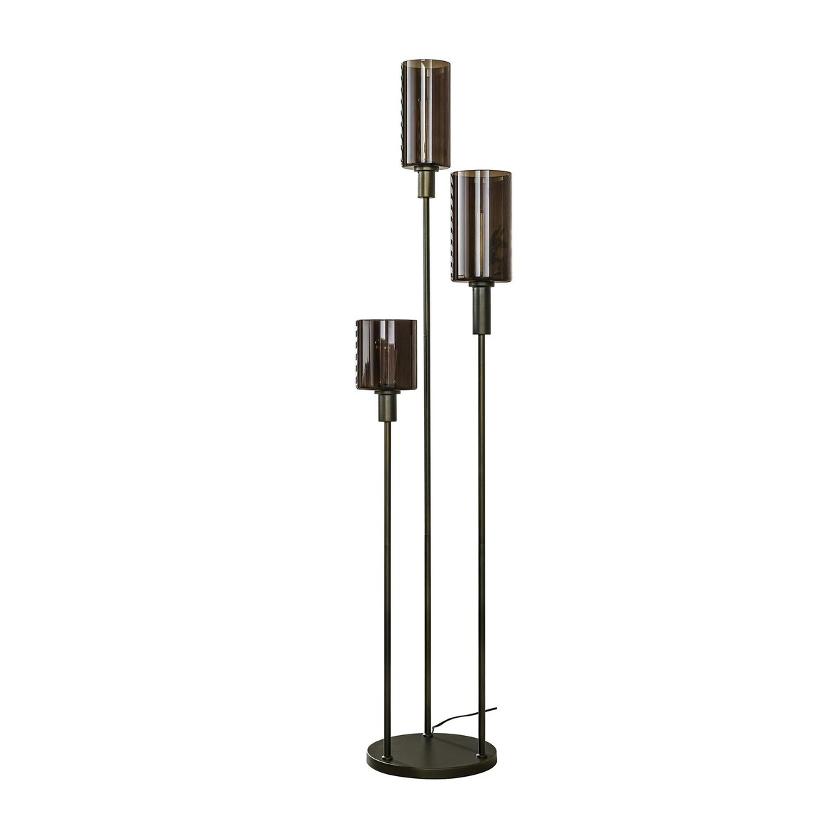 Lampadaire vintage en verre brun – 3 lampes, tiges bronze NOVA marron, PIER IMPORT