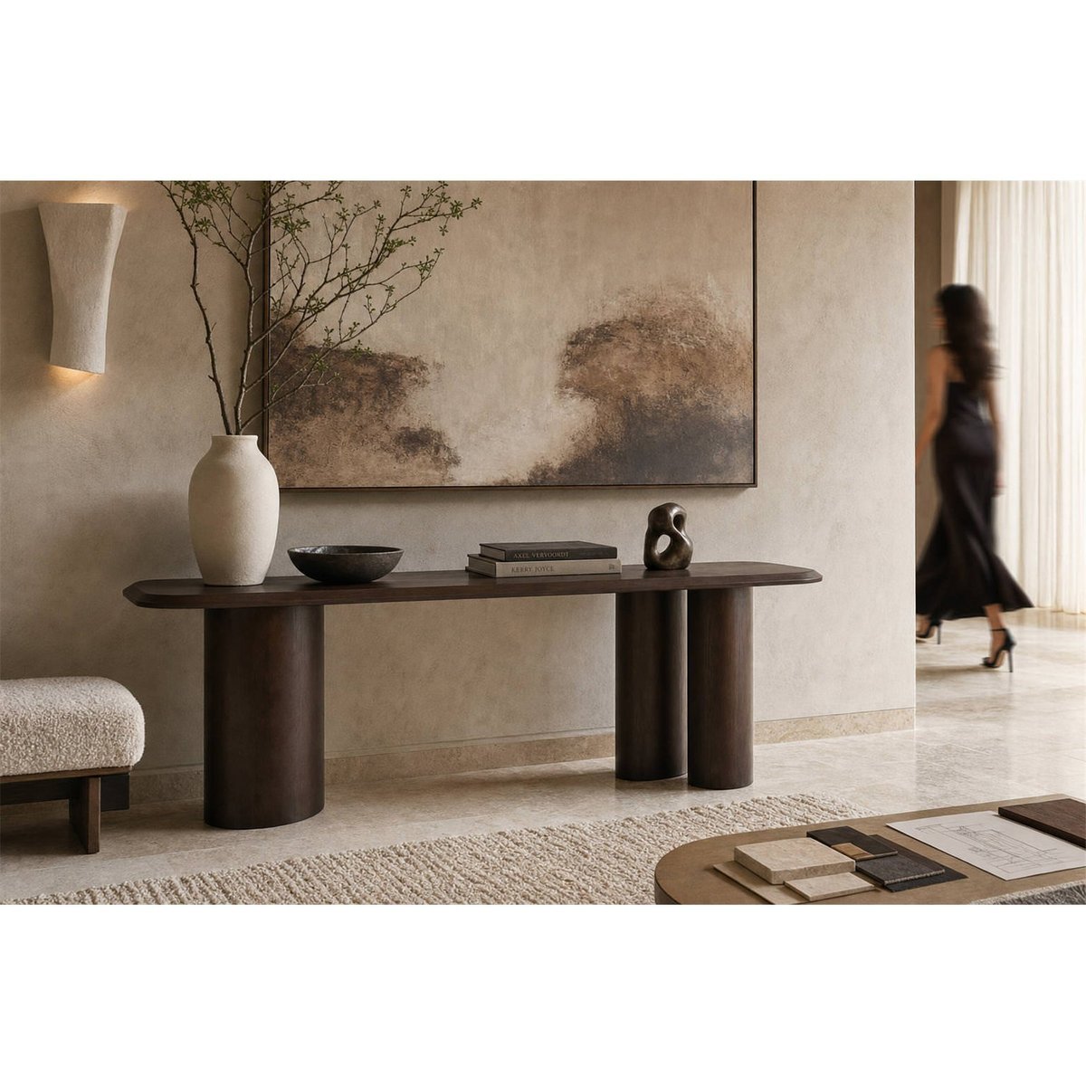Table haute en bois au design contemporain marron, RECOLLECTION