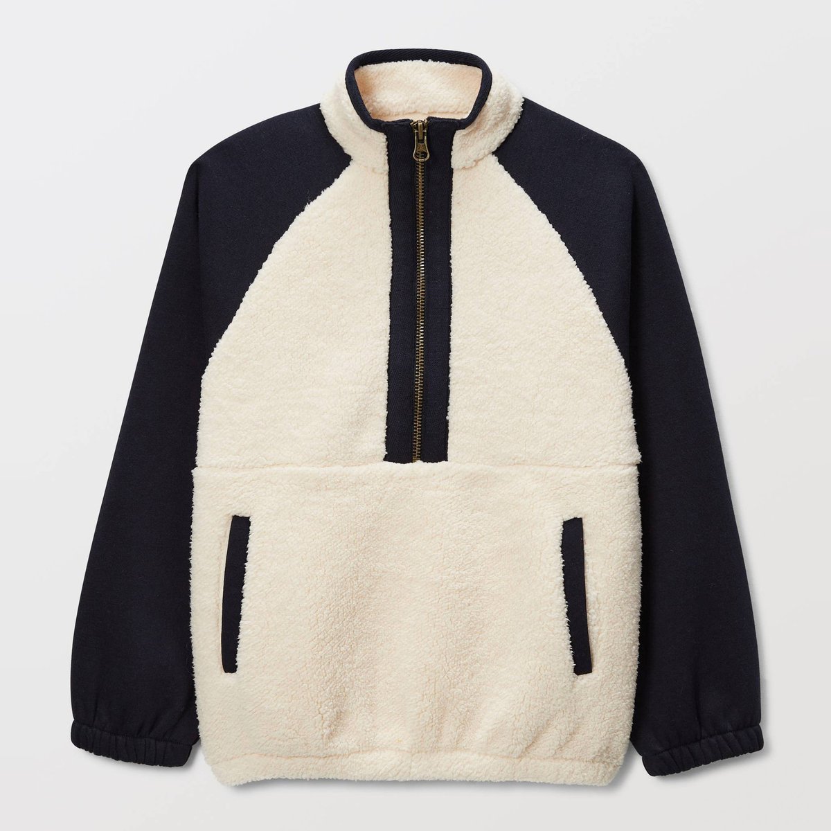 Sweat en sherpa avec poche kangourou marine, MONOPRIX