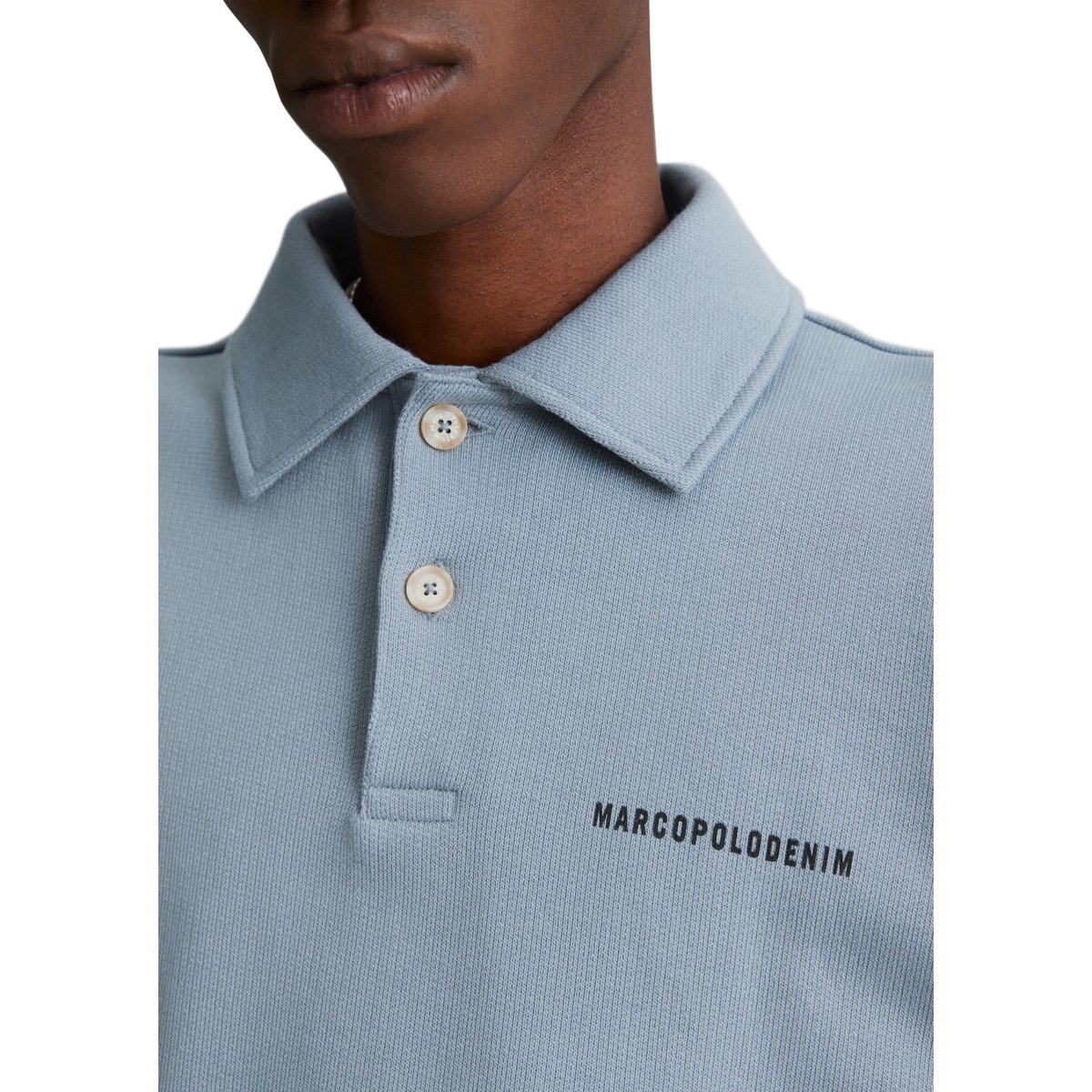 Sweat-shirt polo coupe décontractée en pur coton biologique gris, MARC O’POLO DENIM