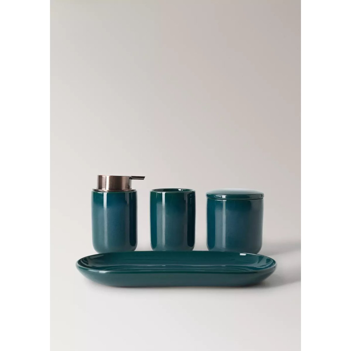 Boîte grès avec couvercle bleu pétrole, MANGO HOME